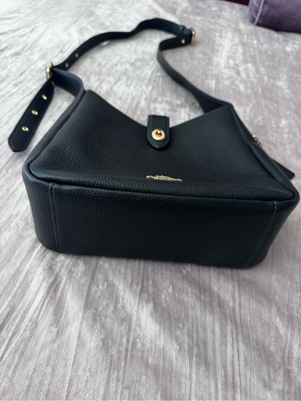 Coach Black Pebbled Leather Shoulder Bag with Gold Hardware